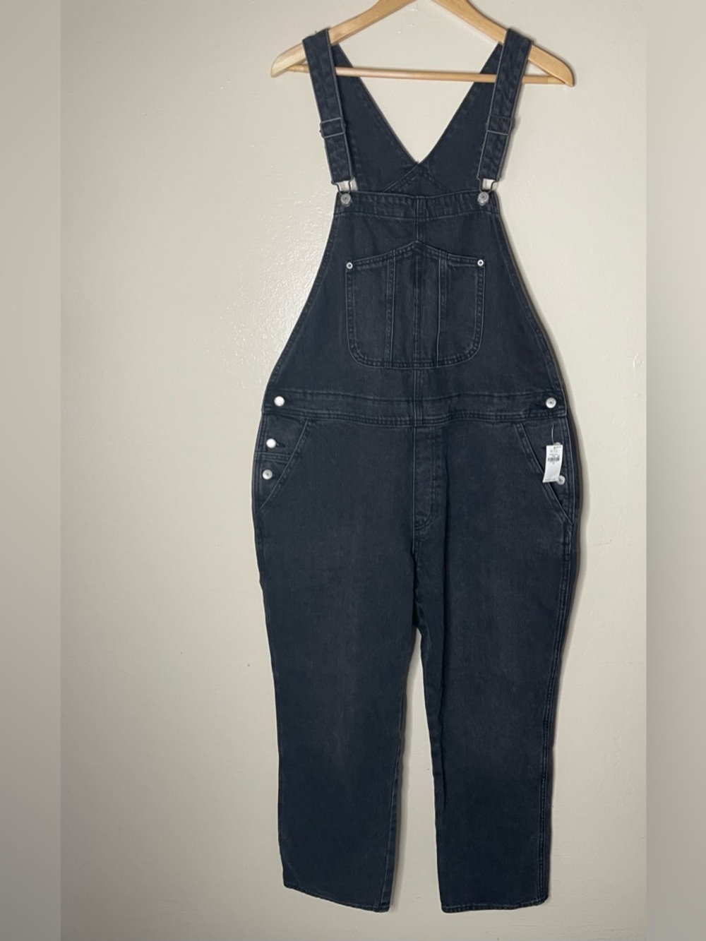 Old navy black dungaree straight leg denim jumpsuit medium Wash Y2K